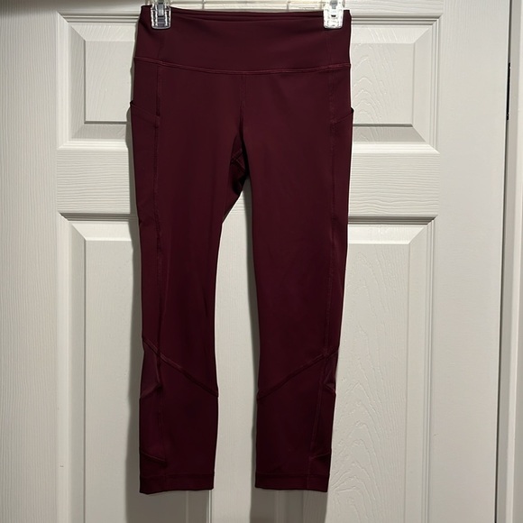 Lululemon Fast and Free Maroon Cropped Leggings Size 4. - Picture 6 of 11